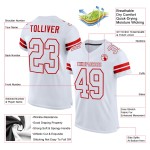 Maillot de football authentique en maille blanche, blanc et rouge, personnalisé