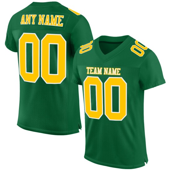 Maillot de football authentique Kelly Custom vert doré et blanc en maille Maillot de football authentique Kelly Custom vert doré et blanc en maille