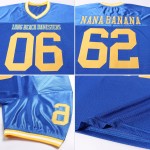 Maillot de football authentique personnalisé en maille, couleur or royal et blanc