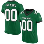 Maillot de football Kelly personnalisé en maille verte authentique blanc-noir Maillot de football Kelly personnalisé en maille verte authentique blanc-noir