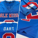 Maillot de football personnalisé bleu en maille authentique, rouge et blanc poudre Maillot de football personnalisé bleu en maille authentique, rouge et blanc poudre