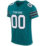 Maillot de football authentique Teal Mesh personnalisé blanc-noir Maillot de football authentique Teal Mesh personnalisé blanc-noir