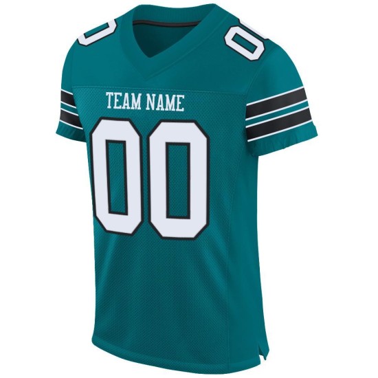 Maillot de football authentique Teal Mesh personnalisé blanc-noir Maillot de football authentique Teal Mesh personnalisé blanc-noir