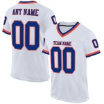 Maillot de football authentique blanc personnalisé rétro en maille bleu royal-orange Maillot de football authentique blanc personnalisé rétro en maille bleu royal-orange