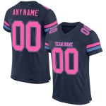 Maillot de football personnalisé en maille bleu marine, rose clair, authentique