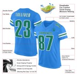 Maillot de football bleu personnalisé Kelly Mesh Vert poudre-Blanc Authentique Maillot de football bleu personnalisé Kelly Mesh Vert poudre-Blanc Authentique
