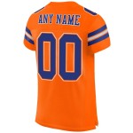 Maillot de football orange authentique personnalisé en maille bleu royal et blanc Maillot de football orange authentique personnalisé en maille bleu royal et blanc